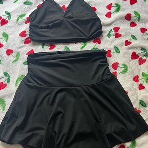 Black Two-Piece Skirt and Top Set